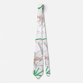 White Lilies Illustration Krawatte