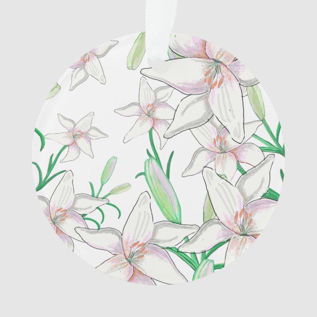 White Lilies Illustration Ornament (Vorderseite)