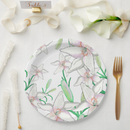 White Lilies Illustration Pappteller