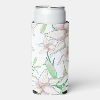 White Lilies Illustration Selters Dosenkühler