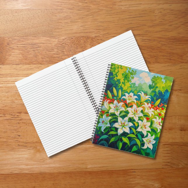 White Lilies Notebook Notizbuch (Notebook with white lilies)