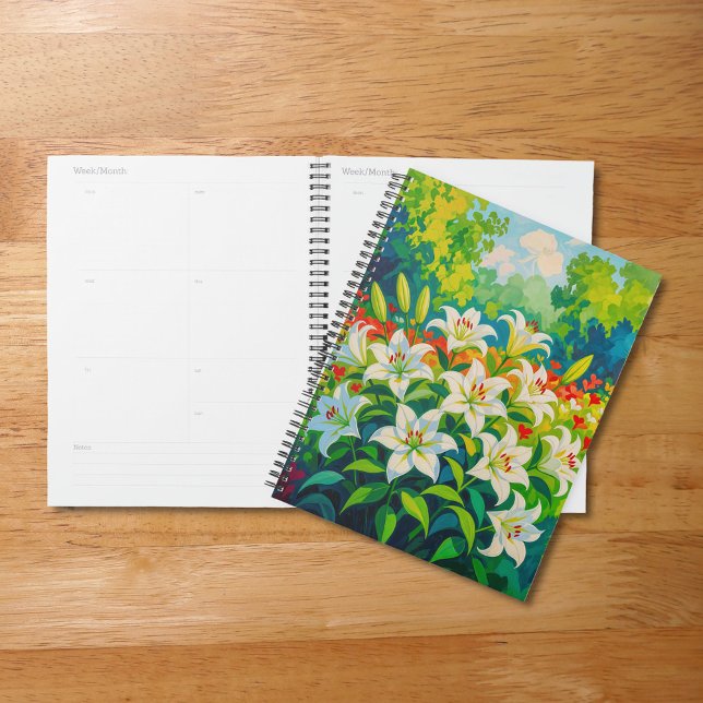 White Lilies Planner Planer (Planner with white lilies)