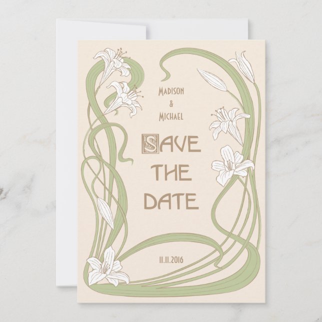 White Lilies Save the Date (Vorderseite)