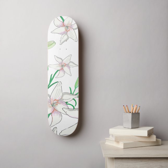 White Lilies  Skateboard (Wandkunst)