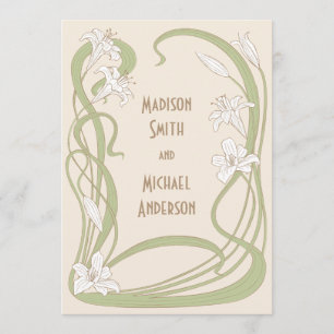 White Lilies Wedding Einladung