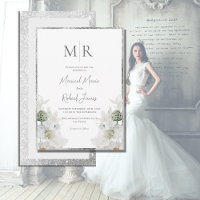 White Lilly Botanical Monogram Elegant Wedding