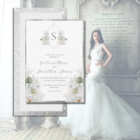 White Lilly Swan Monogram Wappen Elegante Hochzeit