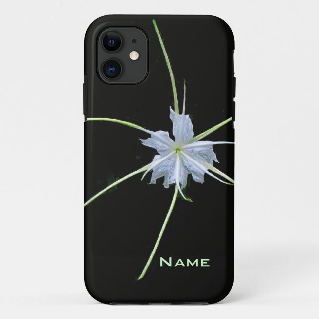 White Lily auf Black iPhone Case (Rückseite)