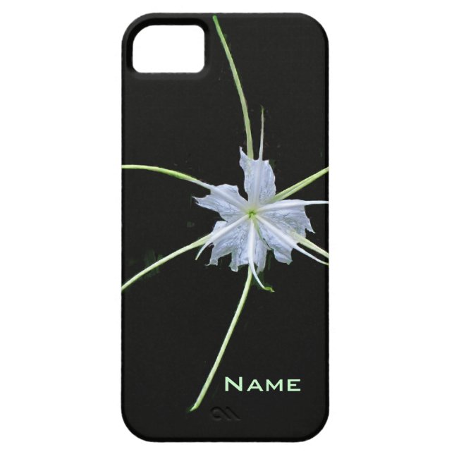 White Lily auf Black iPhone Case (Rückseite)