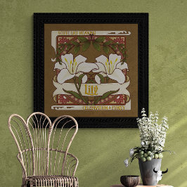 White Lily Blume bedeutet Vintag Style Dunkel Poster