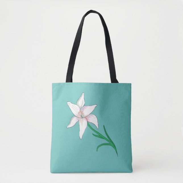 White Lily Blume Minze Green Tasche (Vorderseite)