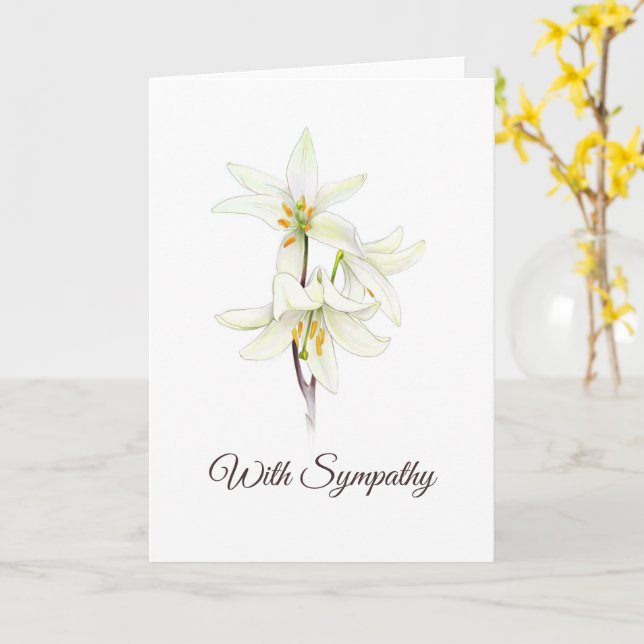 White Lily Floral Sympathy Card Karte (Gelbe Blume)