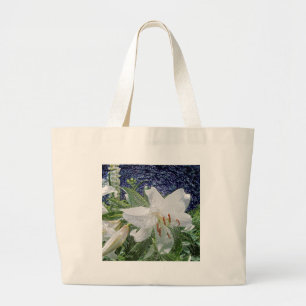 White Lily Floral Toe Bag Jumbo Stoffbeutel
