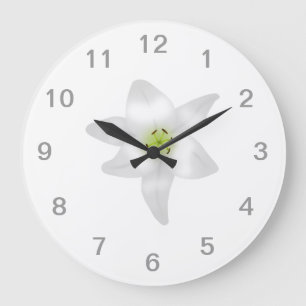 White Lily. Große Wanduhr