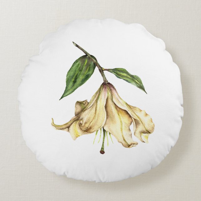 White Lily Rundes Kissen (Vorderseite)