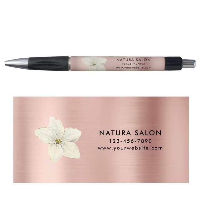 White Lily Salon Business Promotions Rose Gold Kugelschreiber (Von Creator hochgeladen)