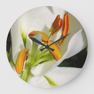White Lily Wall Clock Große Wanduhr
