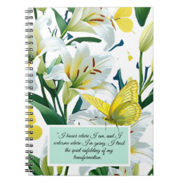 White Lily Yellow Butterfly Notebook Notizblock