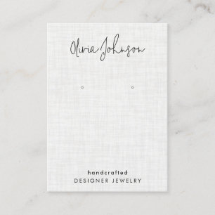 White Linen Pattern Juwelen Ohrring Display Visitenkarte