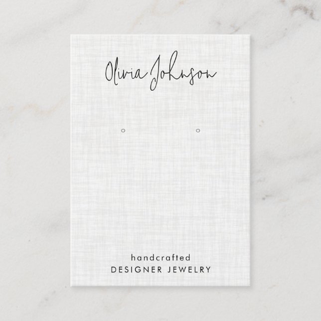 White Linen Pattern Juwelen Ohrring Display Visitenkarte (Vorderseite)