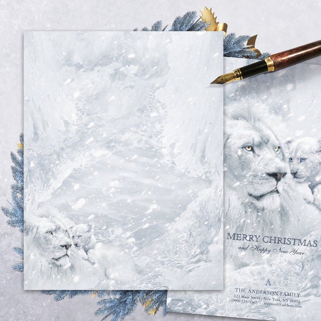 White Lion & Cube on Ice - Holiday Stationery Pape (Von Creator hochgeladen)
