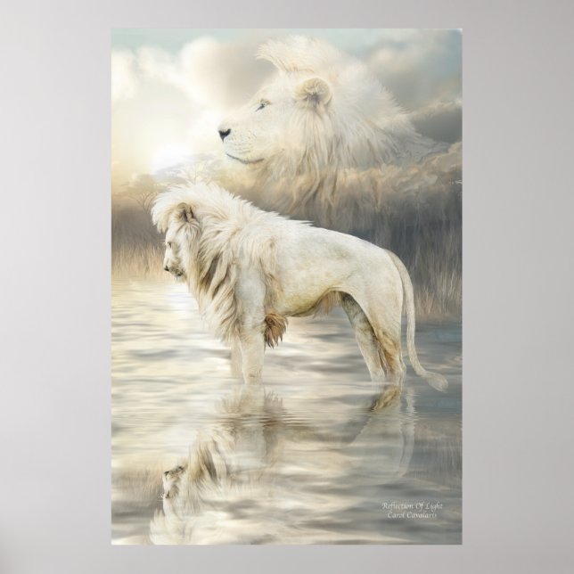 White Lion - Reflektion von Lichtkunst-Poster Poster (Vorne)