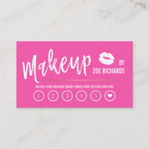 White Lips Hot Pink Makeup Kunsthandwerkskarte Treuekarte