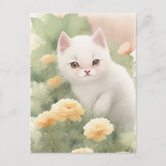 White Little Kitten Postkarte (Vorderseite)