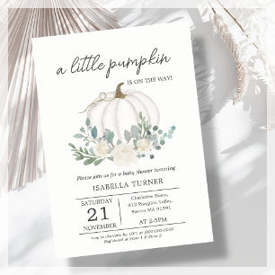 White Little Pumpkin Baby Dusche Einladung