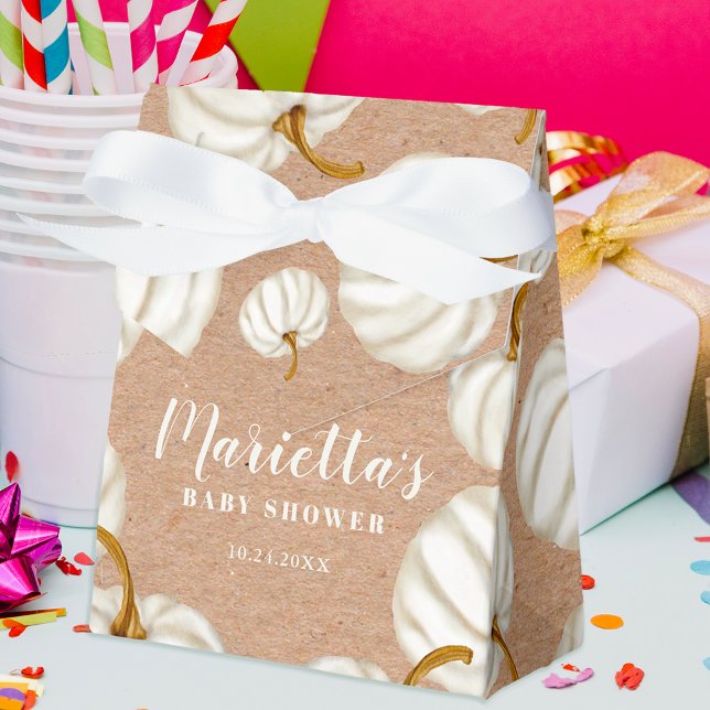 White Little pumpkin kraft fall baby shower Geschenkschachtel (White Little pumpkin kraft fall baby shower Favor Box)