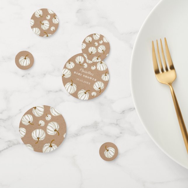 White Little pumpkin kraft fall baby shower Konfetti (Gruppe)