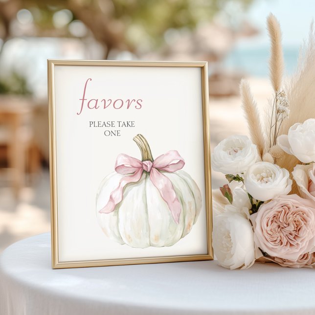White Little Pumpkin Pink Bow Baby Shower Favorite Poster (Von Creator hochgeladen)