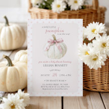 White Little Pumpkin Pink Polka Dots Baby Dusche