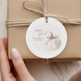 White Little Pumpkin Pink Polka Dots Danke Geschenkanhänger