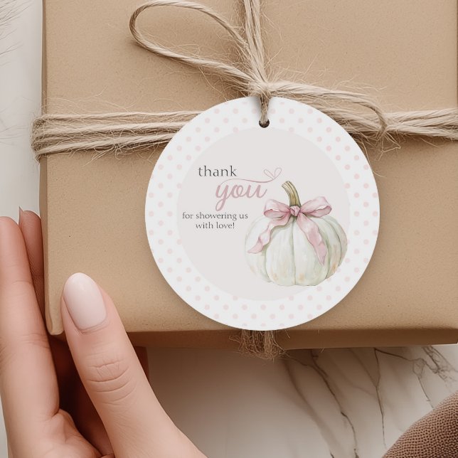 White Little Pumpkin Pink Polka Dots Danke Geschenkanhänger (Von Creator hochgeladen)