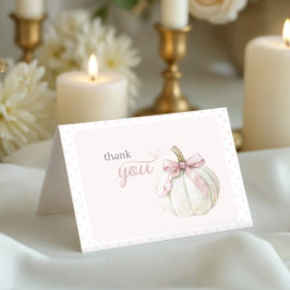 White Little Pumpkin Pink Polka Dots Dankeskarte