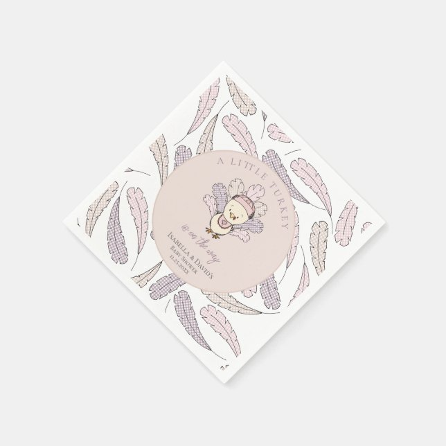White Little Turkey Feathers Fall Girl Baby Dusche Serviette (Ecke)