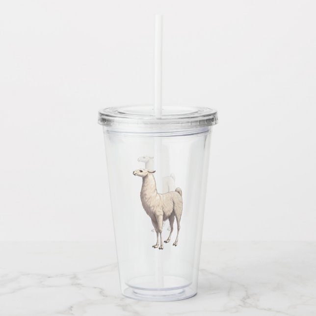 White Llama Acryltrinkbecher (Vorderseite)