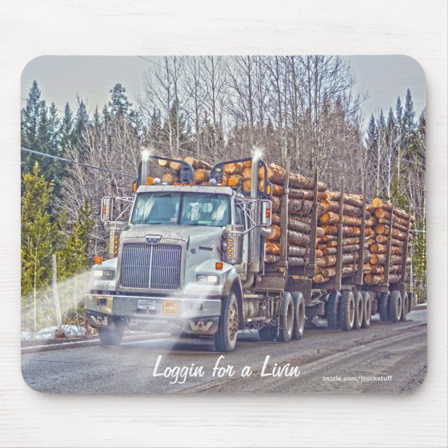 White Logging Truck Highway Driving Art Mousepad (Vorne)