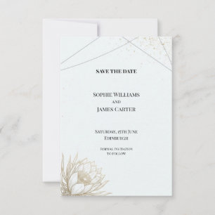 White Lotus Art Deco Stadt Hochzeit Terminankündig Save The Date