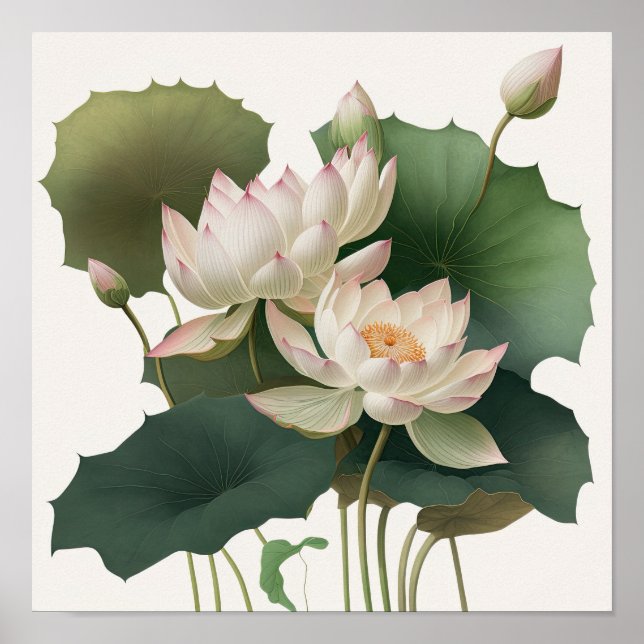 White Lotus Blume Art Print Poster (Vorne)
