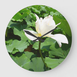 White Lotus Blume Große Wanduhr