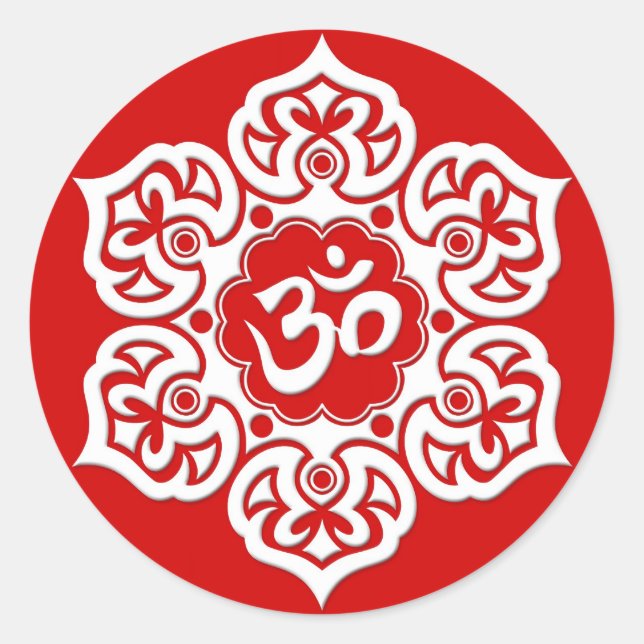 White Lotus Blume Om Runder Aufkleber (Vorderseite)
