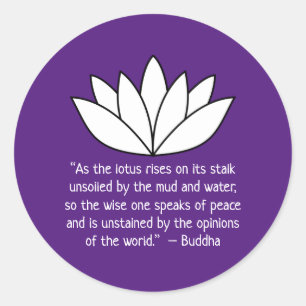 White Lotus Blume und Buddha Zitat Runder Aufkleber