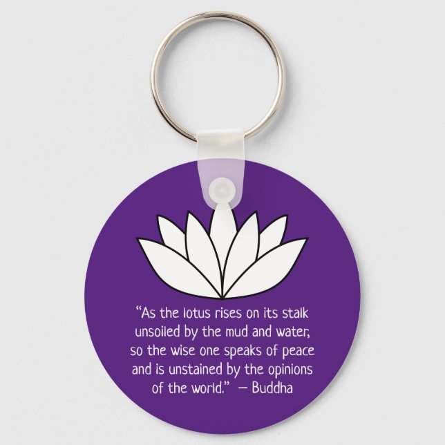 White Lotus Blume und Buddha Zitat Schlüsselanhänger (Vorderseite)