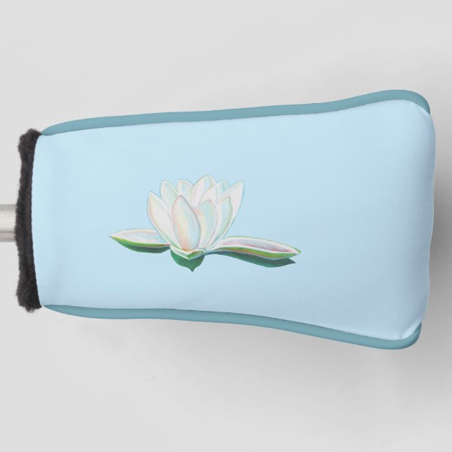 White Lotus Flower Illustration   Golf Headcover (Vorderseite)