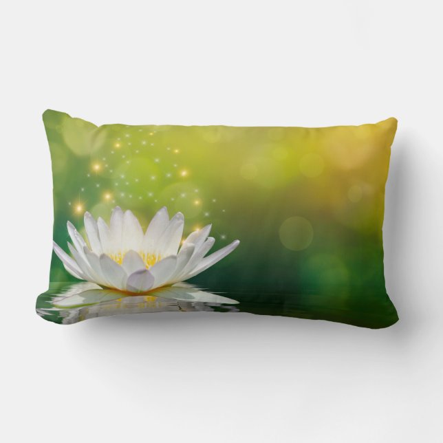 White Lotus Flower Landscape Lendenkissen (Vorderseite)