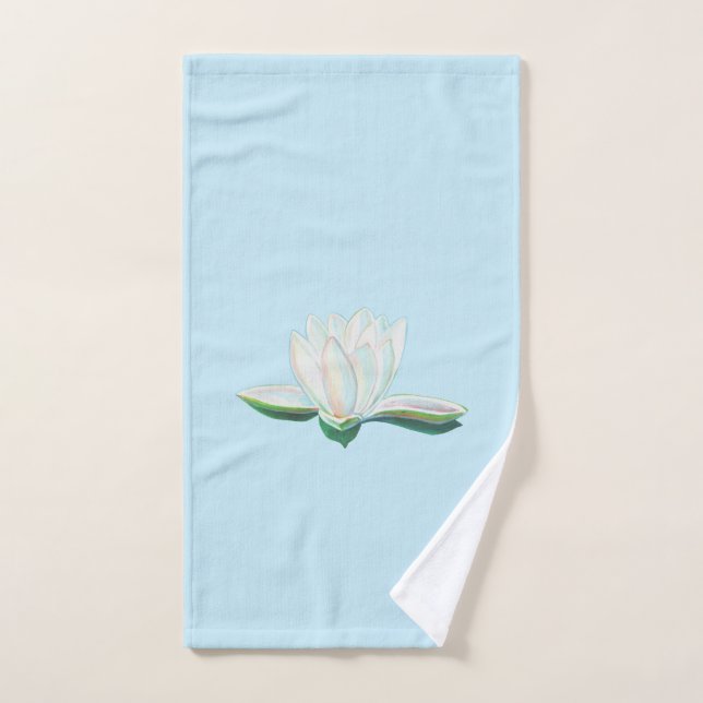 White Lotus Illustration Sky Blue Handtuch (Handtuch)