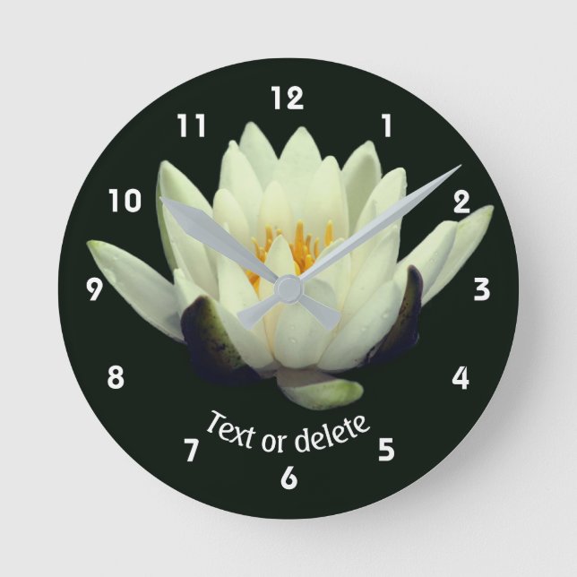 White Lotus Lily Flower Personalized Runde Wanduhr (Vorderseite)