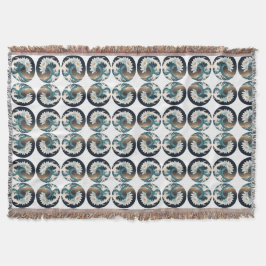 White Lotus & Ocean Wave - Eleganz in Motion Decke